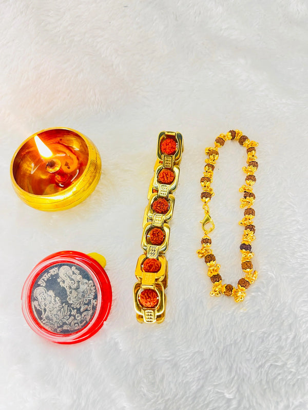 Gold Plated Modern Rudraksha Bracelet