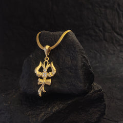 Devam Premium Trishul Om Damru Pendant with Chain