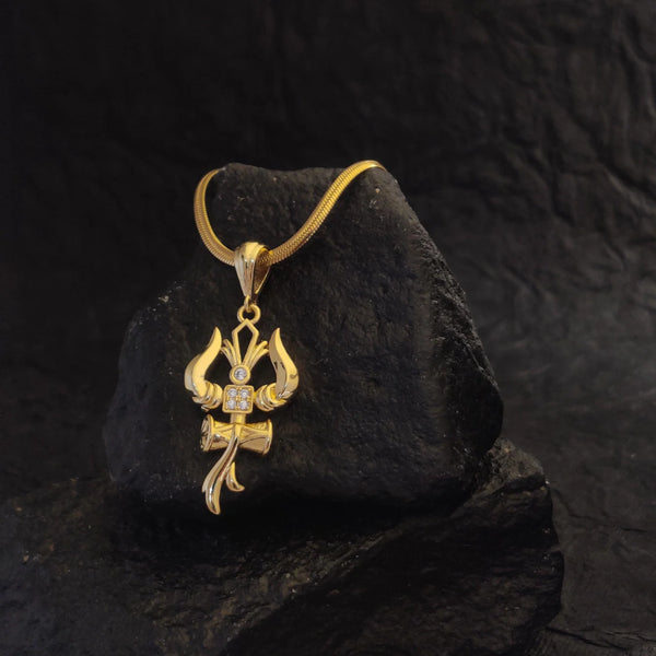 Devam Premium Trishul Om Damru Pendant with Chain