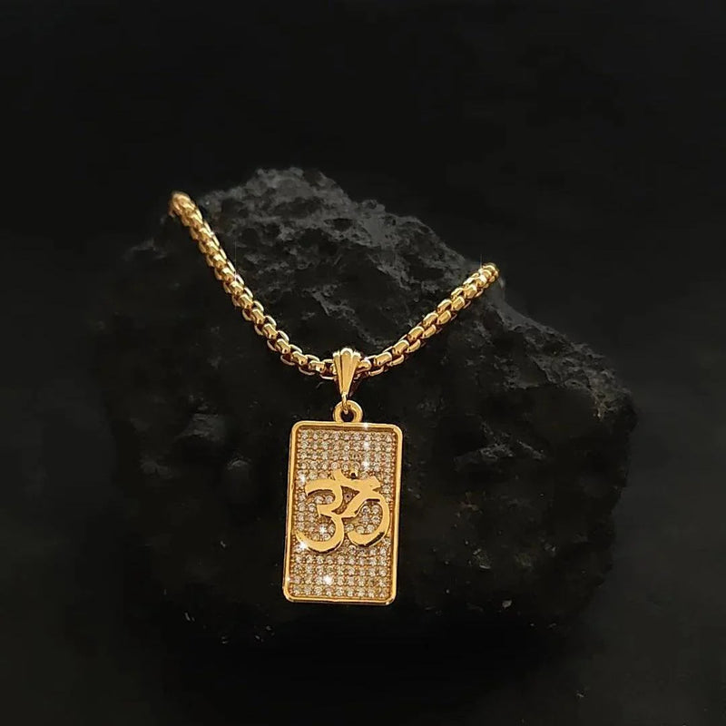Devam Omkara Diamond Gold Pendant with Chain