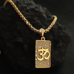 Devam Omkara Diamond Gold Pendant with Chain