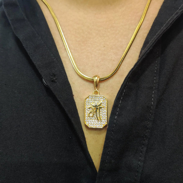 Devam Maa Diamond Studded Gold Pendant with Elegant Chain