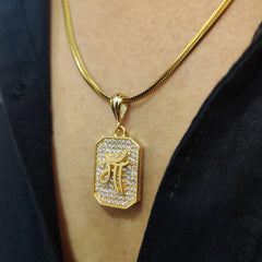 Devam Maa Diamond Studded Gold Pendant with Elegant Chain